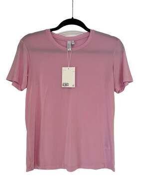 & Other Stories Pink Balletcore Coquette Minimalist Relaxed Crew Neck T-Shirt-XS